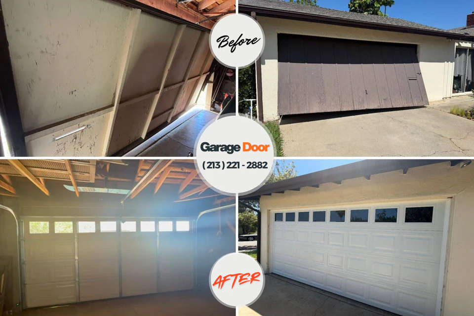 Before and after: garage door repair Harford County